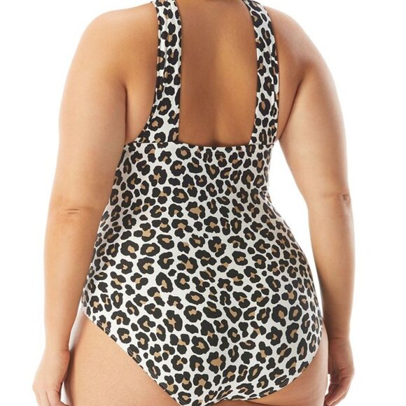 NWT! Michael Kors Multi Color Animal Print High Neck One Piece Swimsuit NEW! - Picture 2 of 2